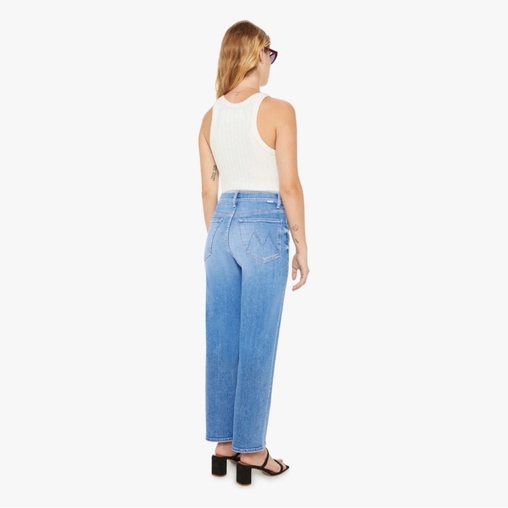 NWT MOTHER Lil’ Zip Rambler Petites Flood High Rise Cropped Straight Jeans 32P - Picture 3 of 16